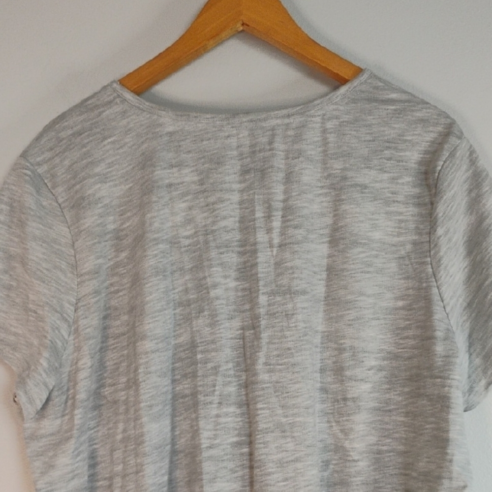 Muk Luks Light Heathered Gray V-Neck Activewear T-Shirt Plus Size P1X Athleisure - Picture 9 of 9